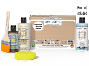Retique It® Multi-purpose Smooth Finish Kit in White Oak for interior top coat, includes wood finish tools and supplies.