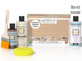 Retique It Multi-purpose Smooth Finish Kit in White Oak for interior top coat, showing the complete wood finishing set and tools.