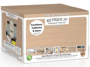 Retique It® White Oak Multi-purpose Smooth Finish Kit with four large exterior top coat containers in matte finish, ideal for wood surfaces.