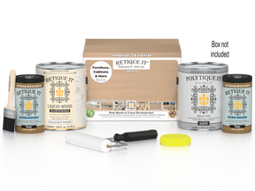 Retique It® White Oak exterior top coat wood finish kit with four large containers, smooth finish for wood surfaces.