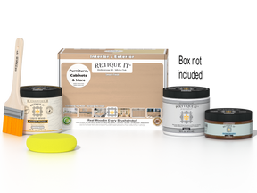 Retique It® White Oak Multi-purpose Smooth Finish Kit for exterior wood, includes top coat in matte finish, wood finishing supplies.