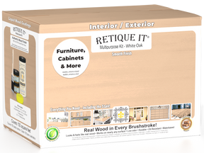 Large white oak Wood'n Finish Kit by Retique It® with smooth finish, includes tools and materials for wood finishing projects.