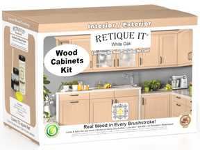 White oak Wood'n Cabinet Kit with 12 smooth doors by Retique It®, showcasing natural wood grain and stain finish.
