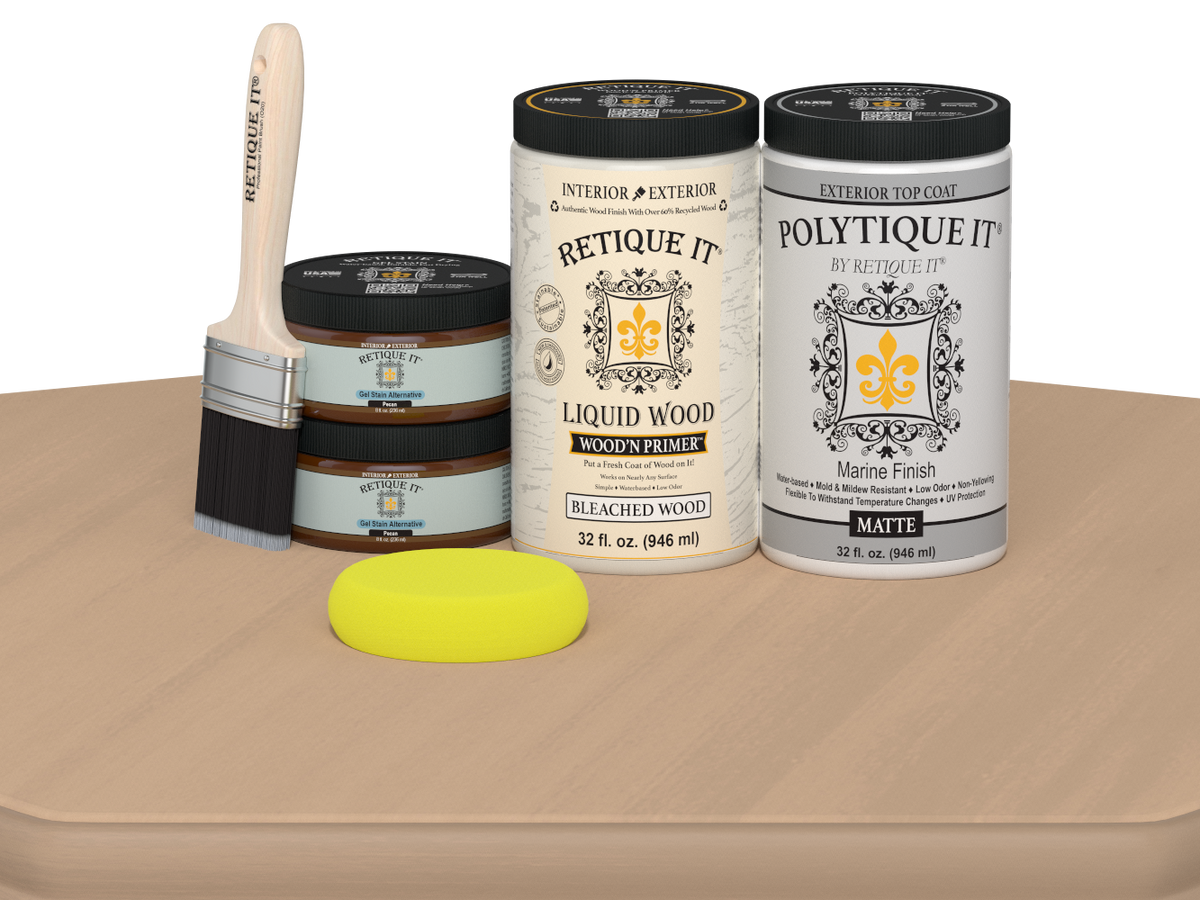 Large White Oak Multi-purpose Smooth Finish Kit by Retique It® for exterior wood top coating in satin finish.