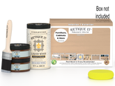 Large white oak wood finish kit by Retique It® with smooth application, includes multiple tools for multi-purpose wood finishing.