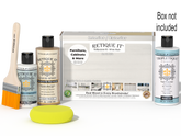 Retique It® wood finish kit with white wash interior top coat, including brush and wood sample for smooth, multi-purpose wood finishing.