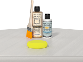 Retique It® Multi-purpose Smooth Finish Kit in White Wash, wood finish kit with smooth application, shown on a wooden table.