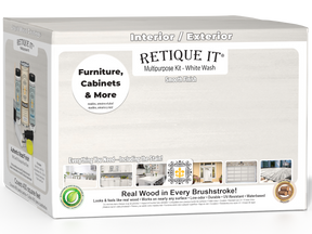 Retique It® Multi-purpose Smooth Finish Kit in white wash with exterior top coat, including four large wood finish products in a box.