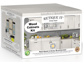 Retique It® Wood'n Cabinet Kit with 48 white wash doors, smooth finish, for DIY furniture staining and cabinet renovation.