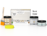 Retique It wood finish kit with white wash exterior top coat, including brushes and tools for smooth, multi-purpose wood finishing.