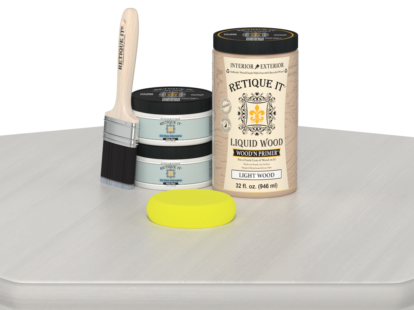 Large white wash wood finish kit from Retique It® with smooth application, designed for multi-purpose wood finishing projects.