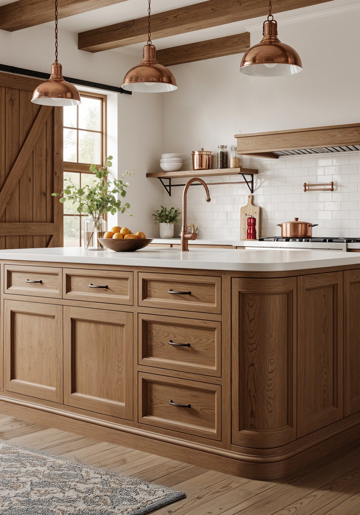 Large Modern Walnut Wood'n Finish Kit by Retique It with exterior topcoat, shown on a barnwood kitchen island.