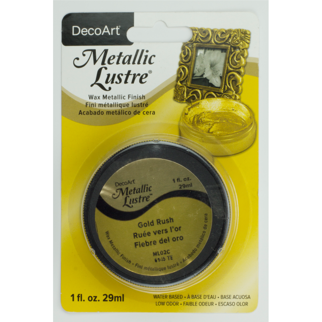 DecoArt Metallic Lustre Champagne Ice in 1 oz bottle with metallic, shimmering champagne color on a smooth surface.