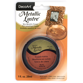 DecoArt Metallic Lustre in Champagne Ice, 1 oz bottle, glossy metallic finish on smooth surface.
