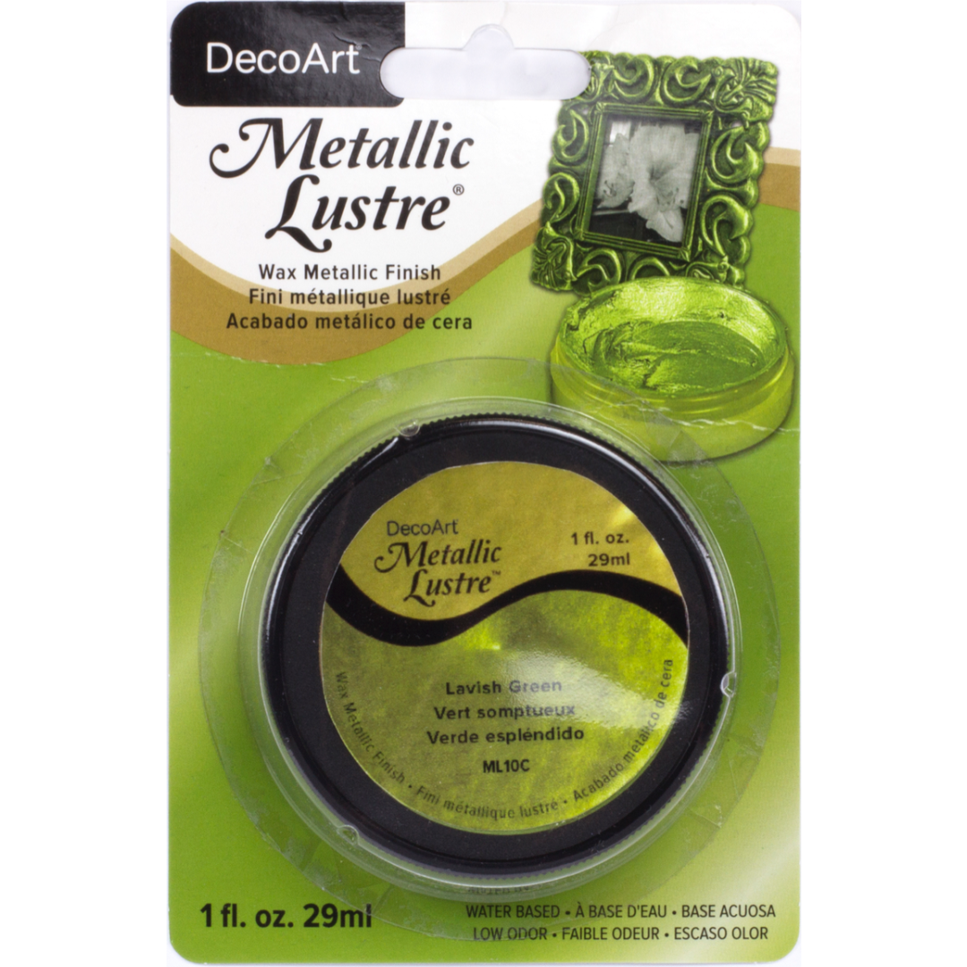DecoArt Metallic Lustre Champagne Ice 1 oz jar with shimmering metallic finish and smooth consistency for craft projects