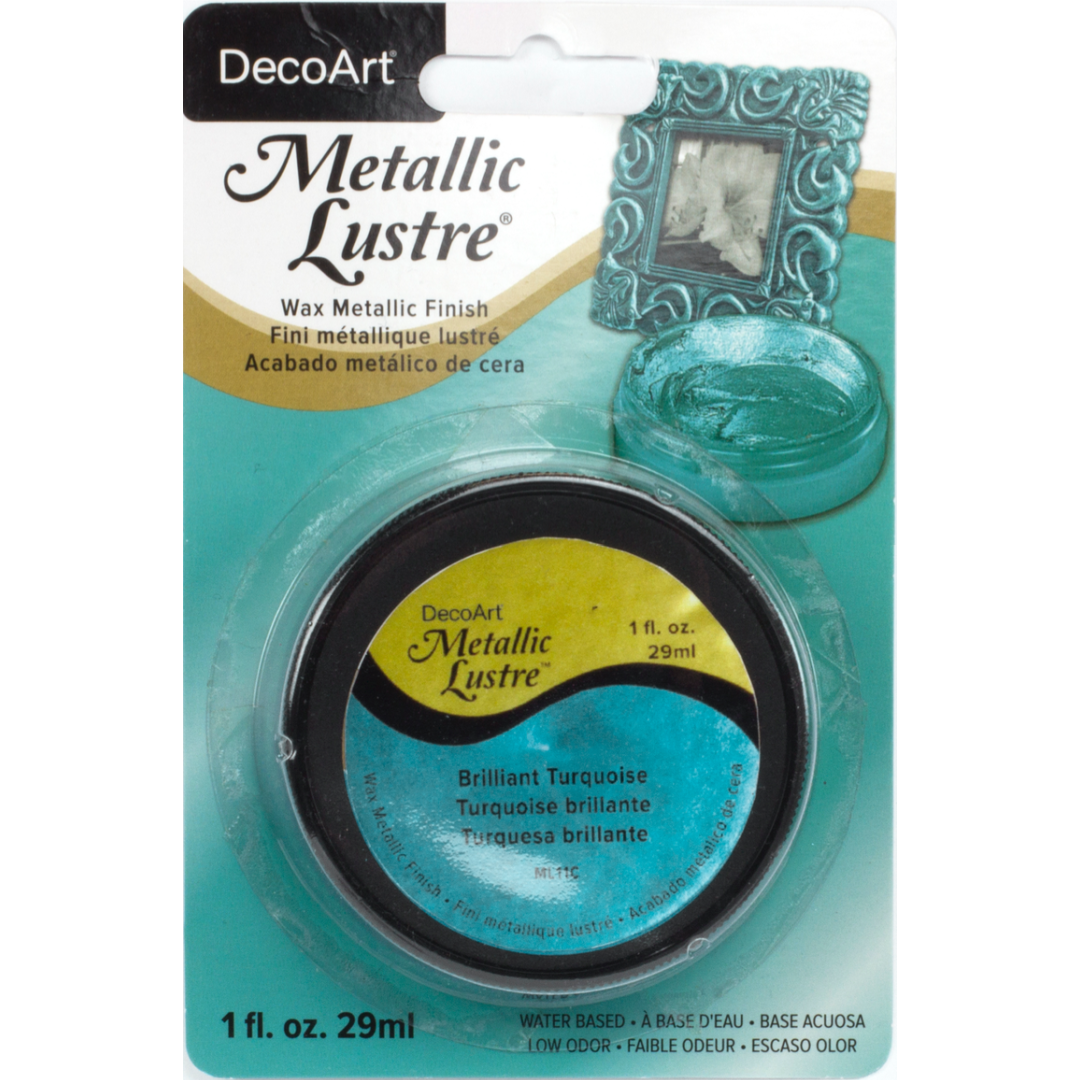 DecoArt Metallic Lustre in Champagne Ice, 1 oz bottle, shiny metallic finish for crafts and decorative projects.
