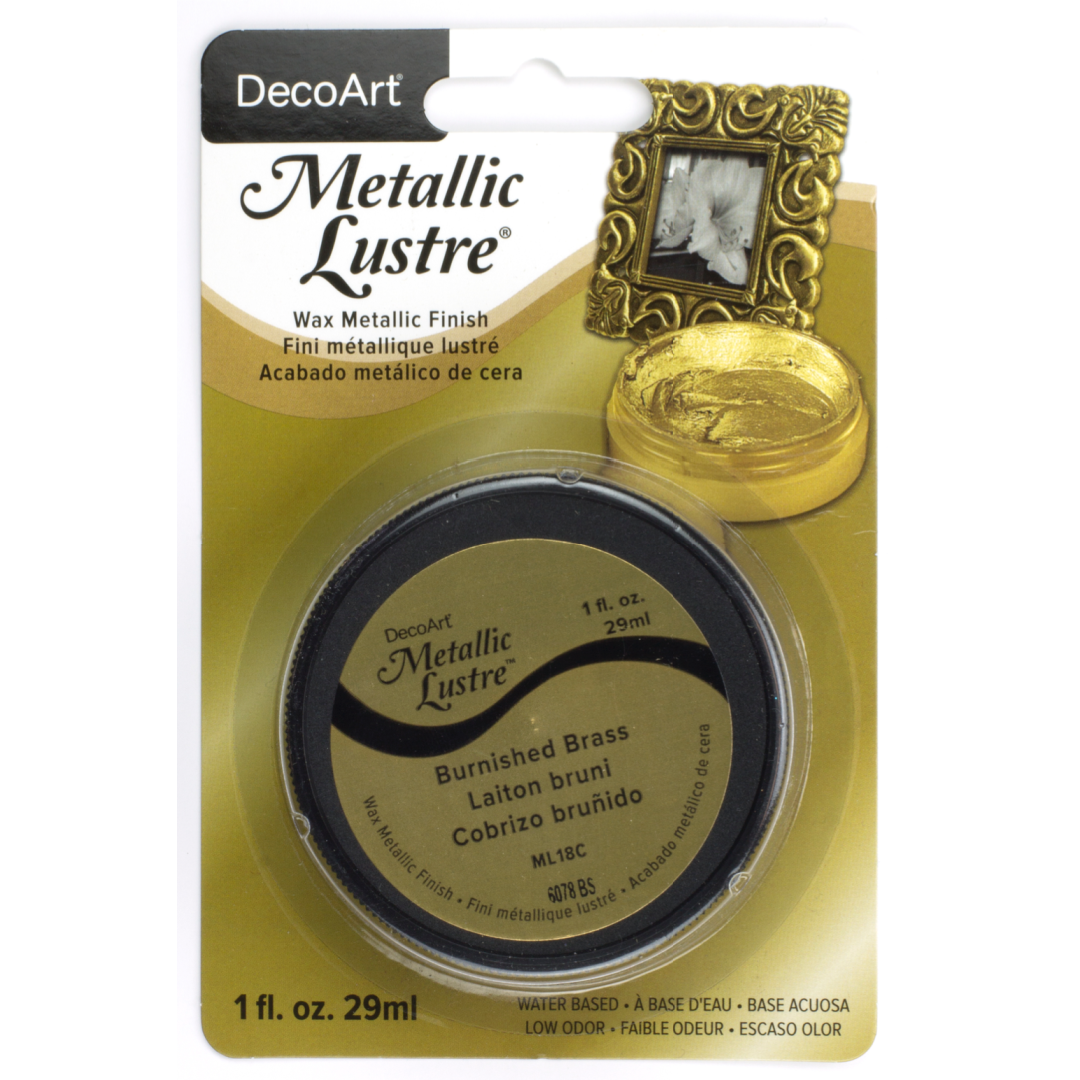DecoArt Metallic Lustre Champagne Ice in 1 oz bottle, shiny metallic finish for craft and decorative projects