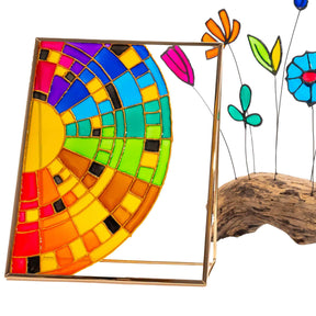 Dark stained glass paint with 3-D liquid leadings by DecoArt, 2oz bottle for creating vibrant stained glass effects.