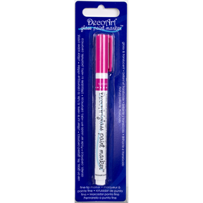 Fuchsia transparent glass paint markers from DecoArt with fine tips for decorating glass surfaces.