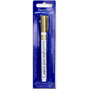 Fuchsia transparent glass paint markers by DecoArt, featuring fine tips for detailed artwork on glass surfaces.