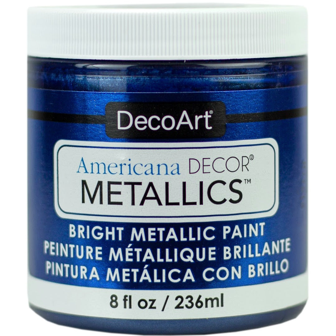 DecoArt Americana Decor Metallics Pearl in 8 oz bottle, metallic paint with a shiny pearl finish for craft and home decor projects.