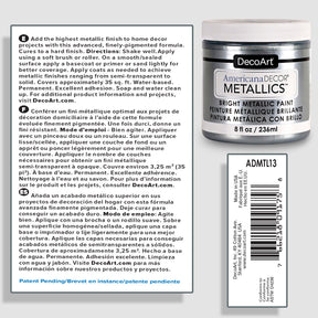 DecoArt Americana Decor Metallics pearl acrylic paint in an 8 oz bottle with a metallic, pearlescent finish.
