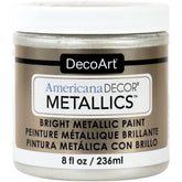8 oz bottle of DecoArt Americana Decor Metallics Pearl acrylic paint with a shiny metallic finish.