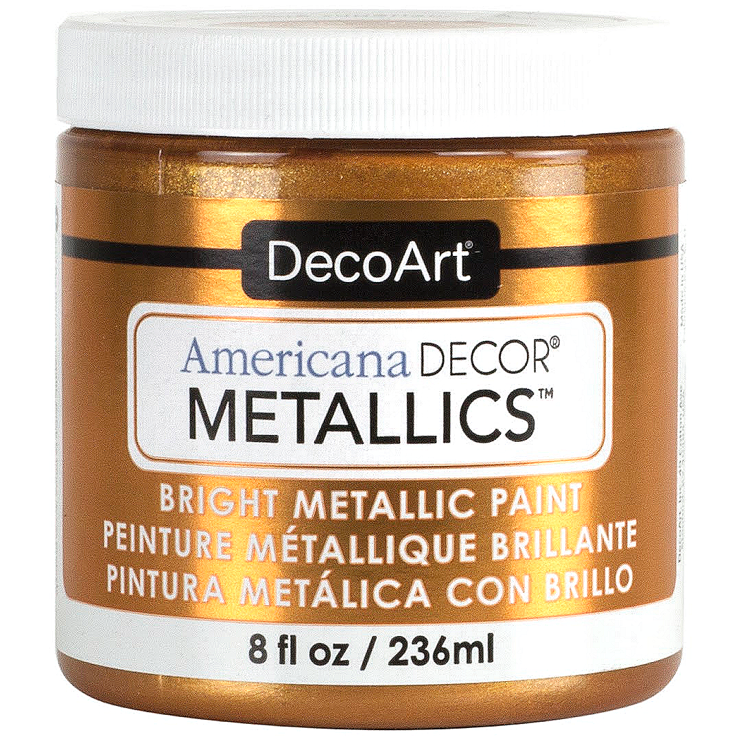 DecoArt Americana Decor Metallics pearl acrylic paint in an 8 oz jar with a metallic finish for craft and home decor projects.