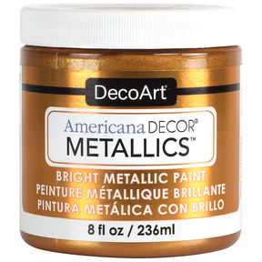 DecoArt Americana Decor Metallics pearl acrylic paint in an 8 oz jar with a metallic finish for craft and home decor projects.