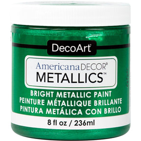 Pearl Americana Decor Metallics by DecoArt in 8 oz jar, showcasing metallic paint with a shiny pearl finish for craft projects.