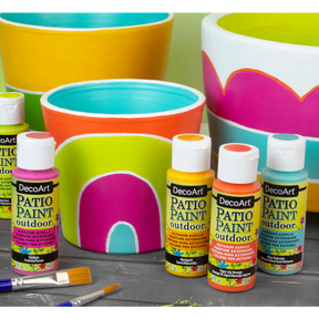 DecoArt vintage rose outdoor acrylic patio paint in a 2 oz bottle, suitable for outdoor furniture and surfaces