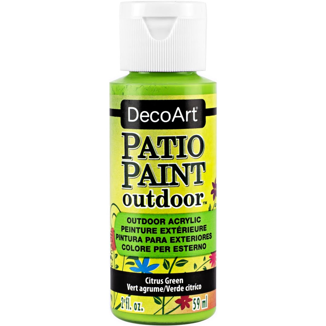 DecoArt Vintage Rose outdoor acrylic patio paint in a 2 oz bottle, suitable for outdoor decorating and craft projects
