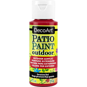 DecoArt Vintage Rose outdoor acrylic patio paint in 2 oz container, suitable for decorating outdoor surfaces and furniture.
