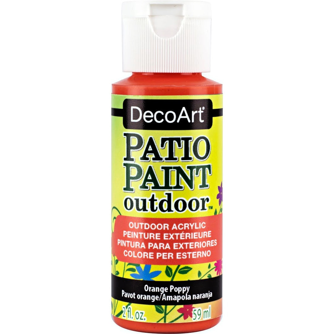 DecoArt Vintage Rose outdoor acrylic patio paint in a 2 oz bottle, ideal for outdoor furniture and decorative surfaces
