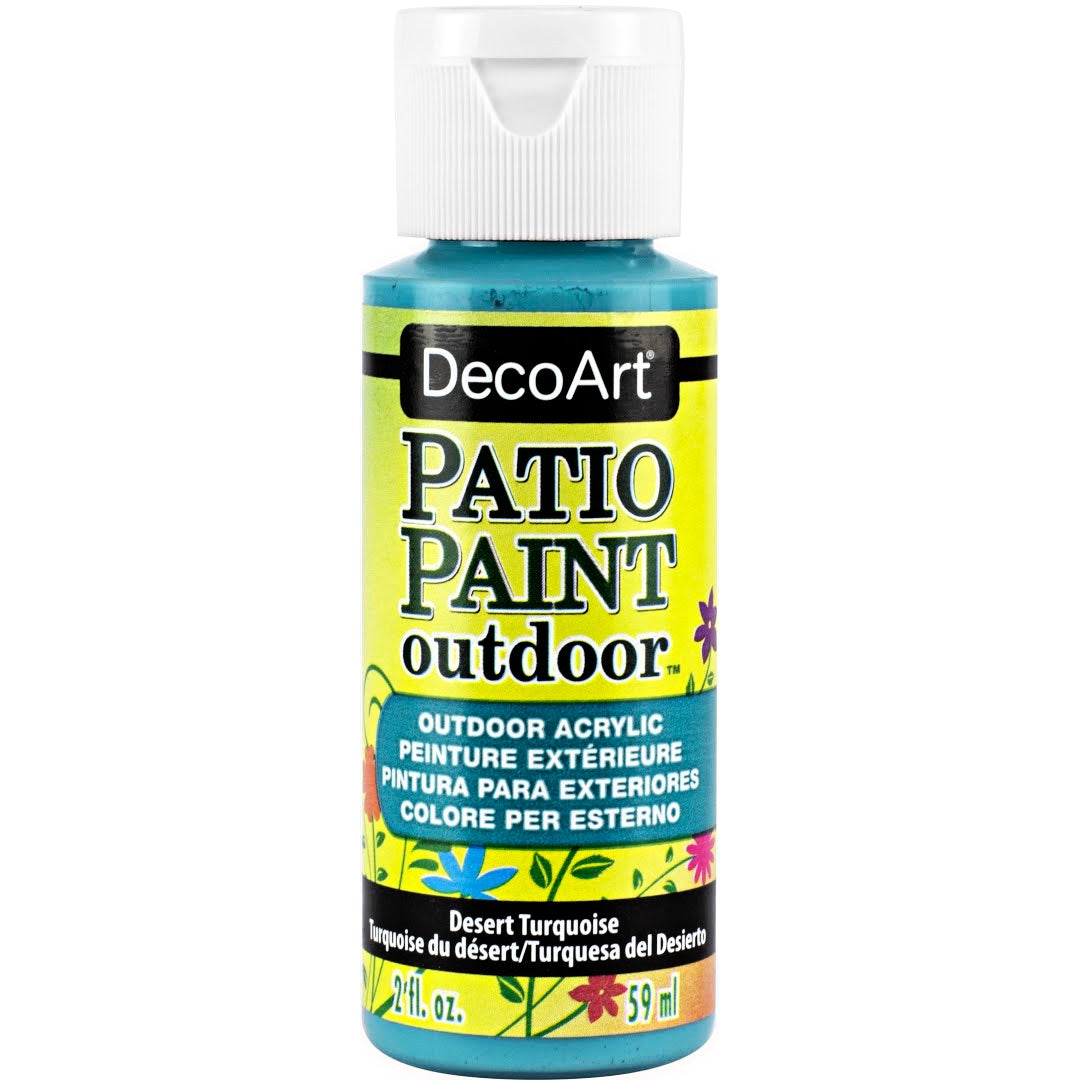 DecoArt Patio Paint outdoor acrylic paint in vintage rose color, 2 oz container for outdoor craft and furniture projects.