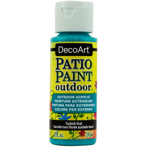 DecoArt Vintage Rose outdoor acrylic patio paint in a 2 oz bottle, ideal for decorating outdoor surfaces with vibrant color
