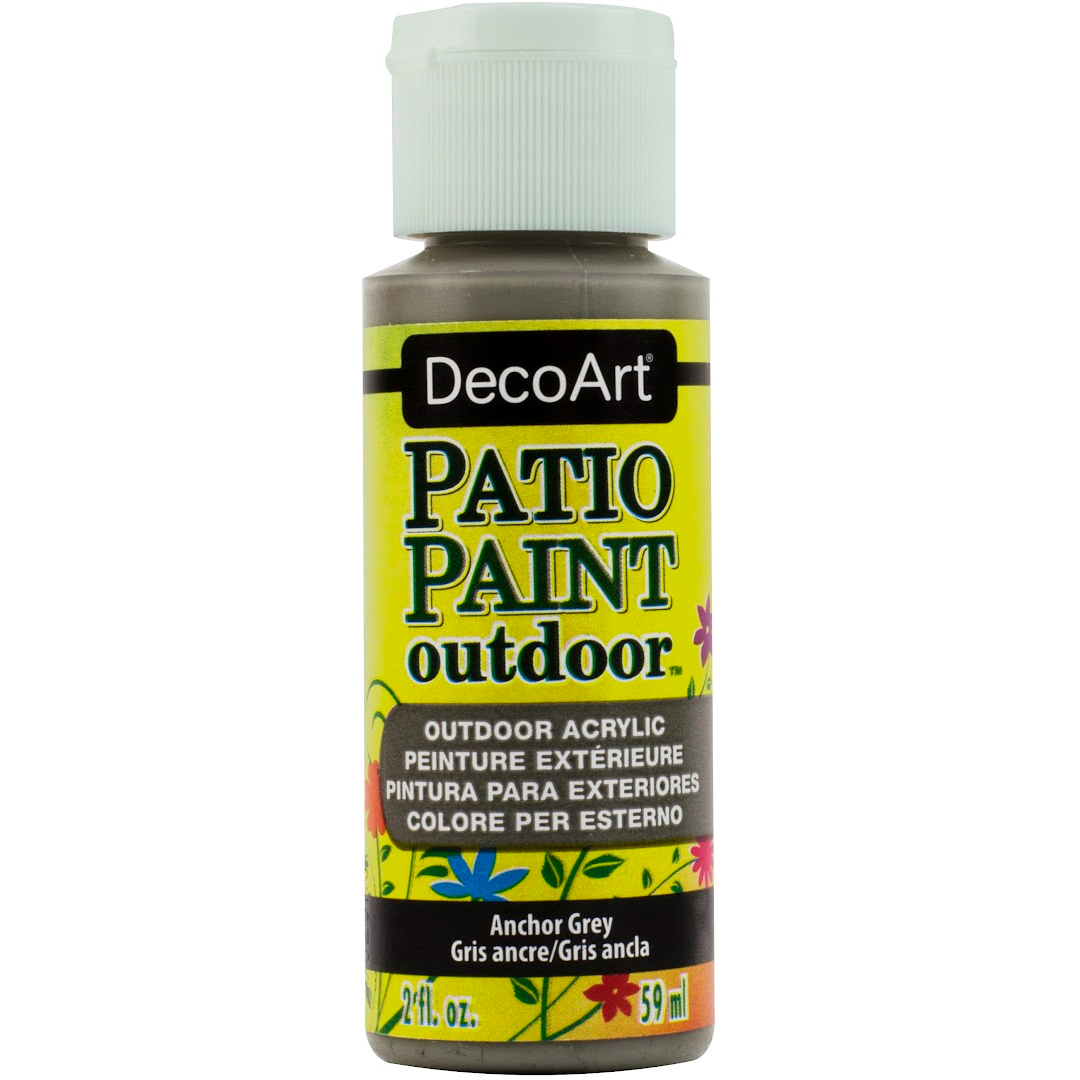 DecoArt Vintage Rose outdoor acrylic patio paint in a 2 oz bottle, ideal for outdoor furniture and garden decor.