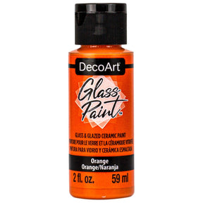 White DecoArt Glass Paint in a 2 oz bottle, suitable for decorating glass surfaces with vibrant, durable color.