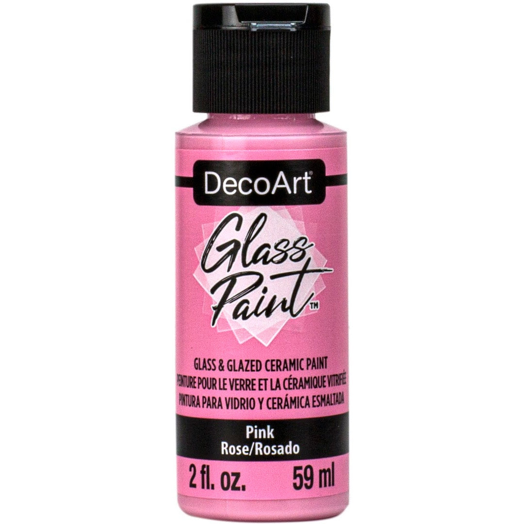 DecoArt Glass Paint in white, 2 oz bottle, suitable for decorating and enhancing glass surfaces with vibrant color.