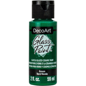 White DecoArt Glass Paint in a 2 oz bottle, suitable for decorating glass surfaces with vibrant, durable color.