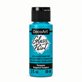 DecoArt turquoise glass paint, 2 oz bottle on a white background