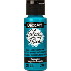 DecoArt Glass Paint in white, 2 oz bottle, suitable for decorating glass surfaces with vibrant, durable color.