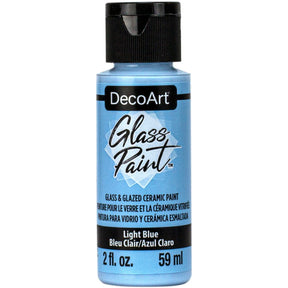 White DecoArt Glass Paint in a 2 oz bottle, suitable for decorating and customizing glass surfaces with vibrant, durable color.