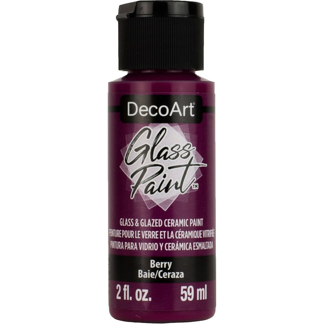 White DecoArt Glass Paint in 2 oz bottle, suitable for decorating glass surfaces with vibrant, opaque color.