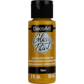 White DecoArt Glass Paint in a 2 oz bottle, suitable for decorating and customizing glass surfaces.