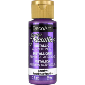 White Pearl Dazzling Metallics acrylic paint by DecoArt in a 2 oz bottle, featuring a shimmering metallic finish.