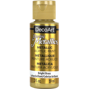 White Pearl Dazzling Metallics acrylic paint by DecoArt in a 2 oz bottle, showcasing a shimmering metallic finish.