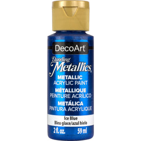 White pearl Dazzling Metallics acrylic paint by DecoArt in a 2 oz jar with a shimmering metallic finish.