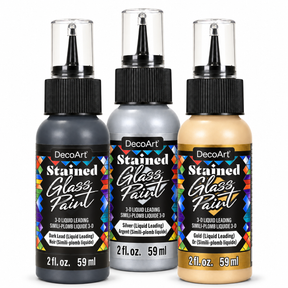 DecoArt Stained Glass Paint 3-D Liquid Leadings set in all three colors