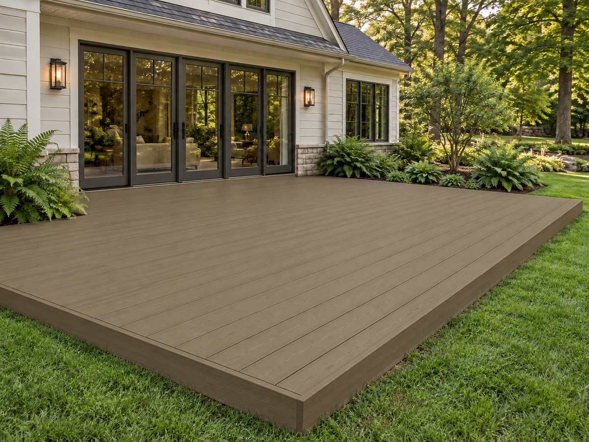Retique It Decking Wood'n Kit in Drift Wood stain showing a natural wood-grain finish on a deck surface.